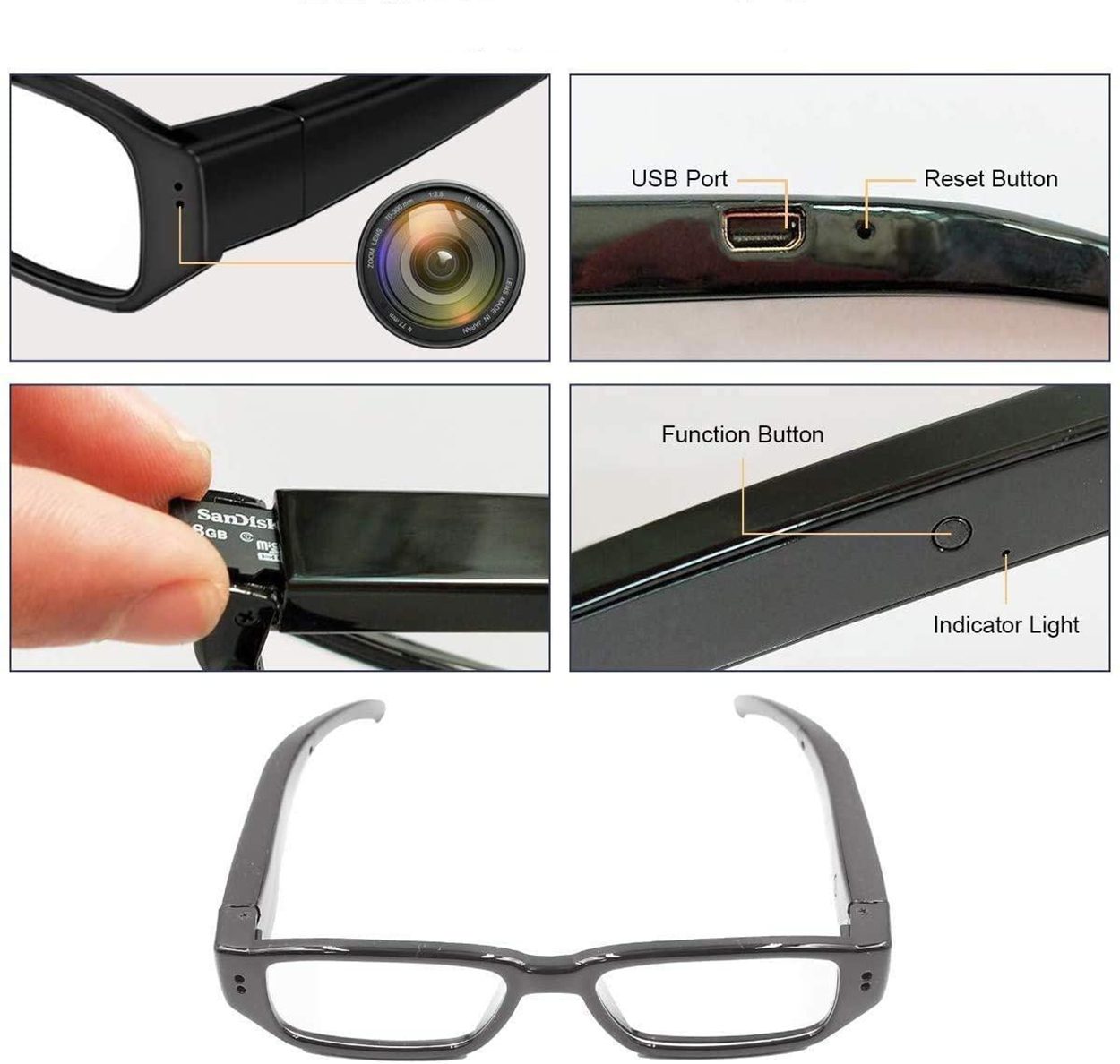 Lentes camara Espia 1080p - Graba Audio Y Video | Latino Seguridad