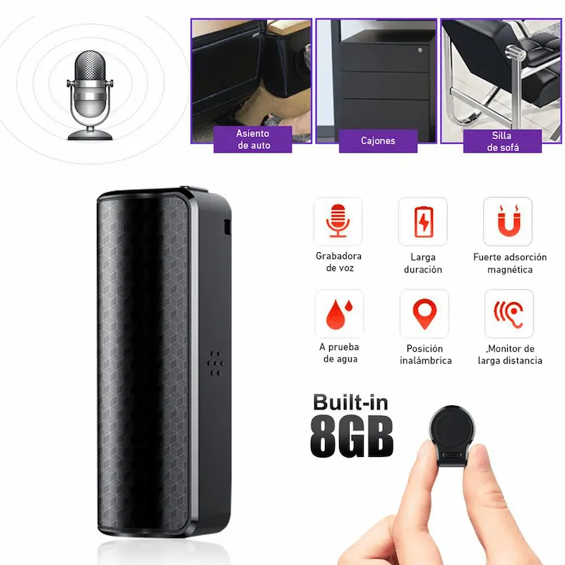Grabadora de Voz Espía Q70 Magnética 90 Horas 4 | Latino Seguridad Grabadora de Voz Espía Q70 Magnética 90 Horas | Latino Seguridad