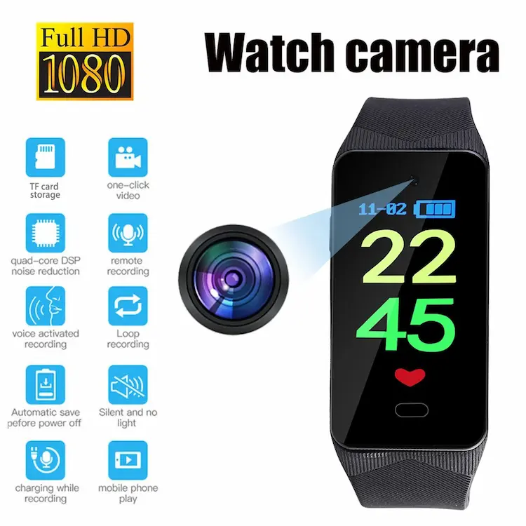 Increíble Reloj Espía Profesional Full HD 1080p - Cámara Invisible 2 | Latino Seguridad Reloj Espía con cámara oculta correa de goma